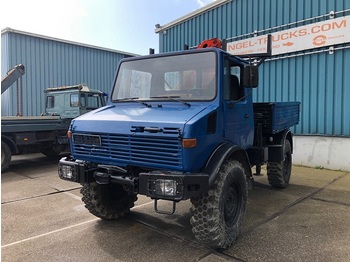 Mercedes-Benz UNIMOG 4x4 WITH OPEN BOX AND PALFINGER CRANE (FULL STEEL / MANUAL GEARBOX) - Camion cu macara