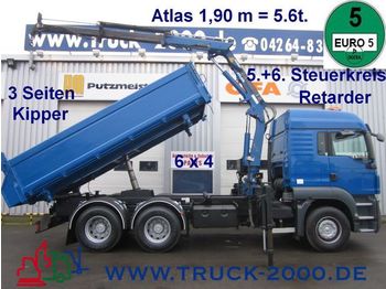 Camion platformă MAN TGS 26.480 6x4 AtlasKran+FB*1,90m=5,6t.*Retarder: Foto 1