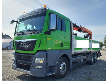 Camion platformă, Camion cu macara MAN TGX 26.520 m Palfinger Kran PK20001 14,6m + Funkfernbedie: Foto 1