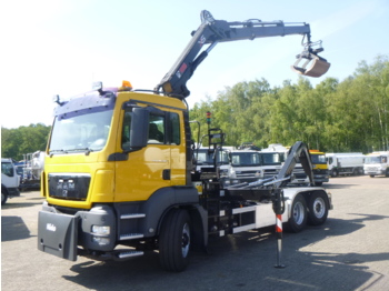 Camion cu cârlig M.A.N. TGS 26.320 6x4 container hook + Hiab XS166 E-2 HiPro + rotator/grapple: Foto 1