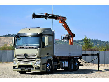 Camion platformă, Camion cu macara Mercedes-Benz Actros 2545 Pritsche 6,50m + TEREX 105.2-A12: Foto 1