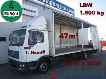 Prelată camion MAN TGL 12.180 Schiebeplane 7.30m lang 47m³ LBW1.5t.