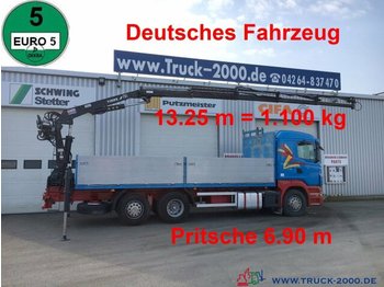 Camion platformă, Camion cu macara Scania R400 Tirre Euro 191L 9m=1,7t. 7m Ladefl. 1.Hand: Foto 1