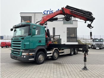 Camion platformă, Camion cu macara Scania R420 8x2  Fassi F660 XP Seilwinde Containerverri.: Foto 1