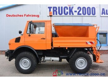 Camion platformă Unimog 424 1200 Kommunal Winterdienst+Streuer Zapfwelle: Foto 1