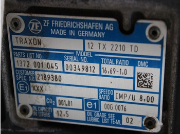Cutie de viteze pentru Camion DAF 12 TX 2210 TD R=16,69-1,0 XF XG: Foto 5