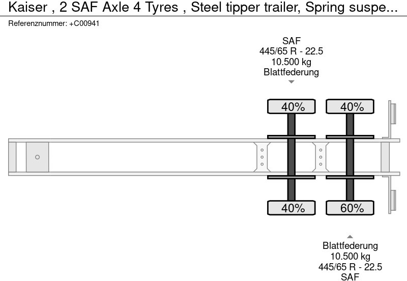 Semiremorcă basculantă Kaiser , 2 SAF Axle 4 Tyres , Steel tipper trailer, Spring suspension: Foto 12