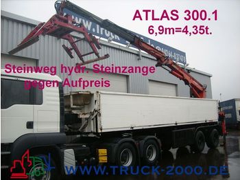LANGENDORF Stein/Baustoff+Heck Kran ATLAS 300.1 Bj.1999 - Semiremorcă platformă