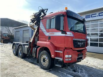 MAN 33.480 6x4 Euro 5 Holztransporter Kran + Säge  - Remorcă forestieră
