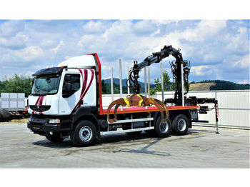 Remorcă forestieră, Camion cu macara Renault KERAX 520 DXI Holztransporter+Kran*Topzustand: Foto 1