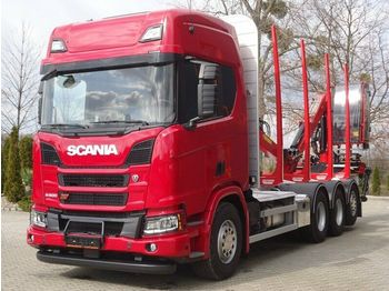 Remorcă forestieră, Camion cu macara Scania R500 XT 8x4 EURO6 Holztransporter wie NEU!: Foto 1