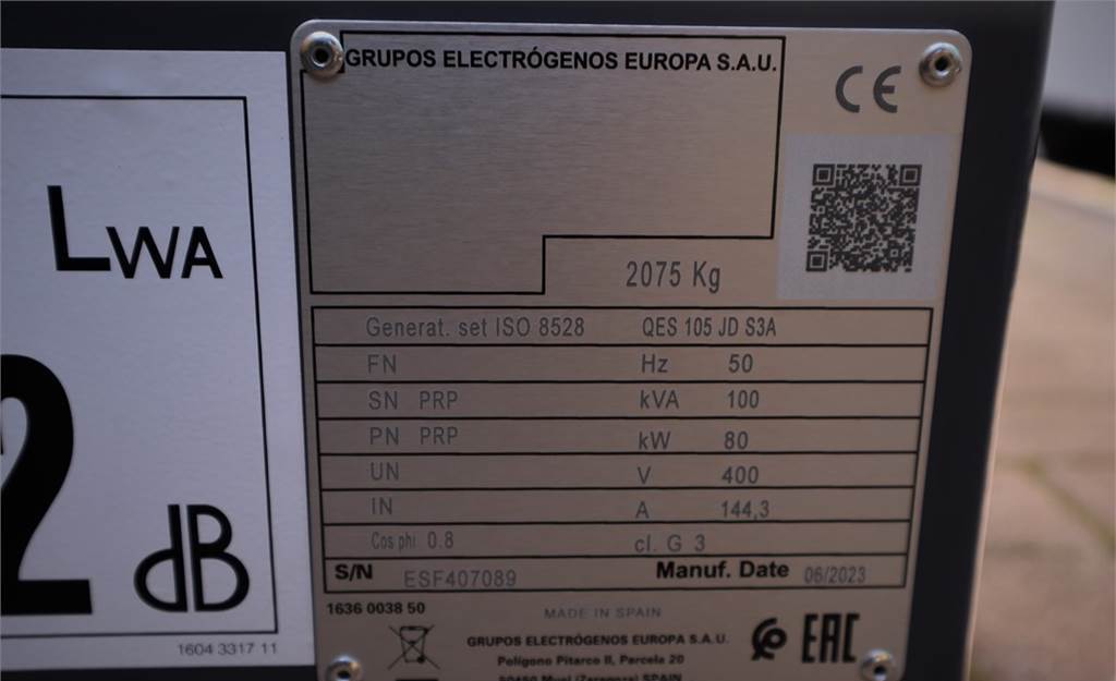 Generator electric Atlas Copco QES 105 JD S3A ESF Valid inspection, *Guarantee! D: Foto 14