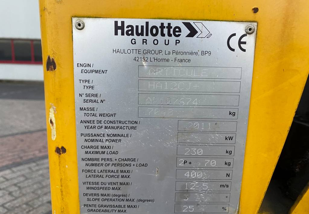 Nacela articulata Haulotte HA12CJ+ Articulated Electric Boom Work Lift 1168cm: Foto 10