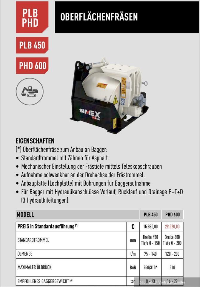 Utilaje pentru frezare nou Simex PLB350/ 450 für Bagger von 6,5- 15to.: Foto 8