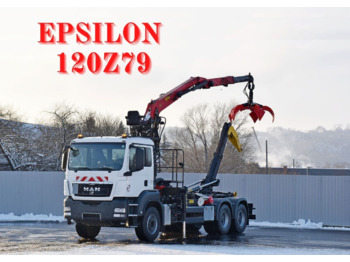MAN TGS 33.360 * ABROLLKIPPER + KRAN * TOPZUSTAND - Camion cu cârlig: Foto 1