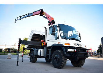 Unimog U400 4x4 PALFINGER PK 16502 CRANE KIPER KRAN - Camion basculantă: Foto 1