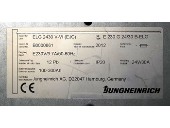 Acumulator pentru Stivuitor Jungheinrich 51158076 | build in charger ELG2430V-VI(EJC)  24V 30A capacity 100- build in charger ELG2430V-VI(EJC)  24V 30A capacity 100-300Ah  sn. B0000861 year 2012: Foto 5