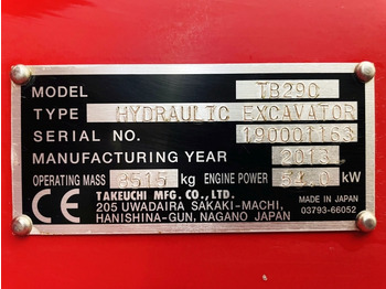Mini excavator Takeuchi TB290 (4024): Foto 4