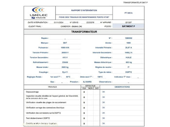 Unealtă/ Echipament Transformateur électrique huile minérale 1000 kVA SNT: Foto 5 Unealtă/ Echipament Transformateur électrique huile minérale 1000 kVA SNT: Foto 5