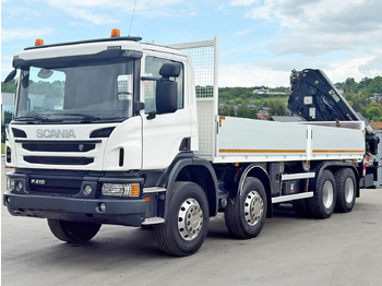 Camion cu macara, Camion platformă Scania P 410*PLATFORM 7,00m*HIAB 244 E-5 HIPRO+FUNK/8x4 Scania P 410*PRITSCHE 7,00m*HIAB 244 E-5 HIPRO+FUNK/8x4: Foto 4