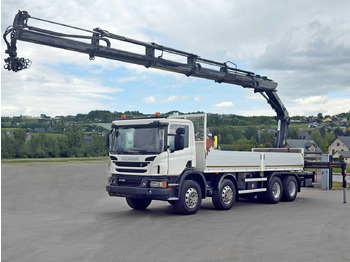 Camion cu macara, Camion platformă Scania P 410*PLATFORM 7,00m*HIAB 244 E-5 HIPRO+FUNK/8x4 Scania P 410*PRITSCHE 7,00m*HIAB 244 E-5 HIPRO+FUNK/8x4: Foto 2