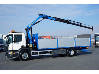 Camion platformă, Camion cu macara Scania P 250 / ACC / SKRZYNIOWY + HDS + WINDA / PALFINGER PK 12 002 - E: Foto 3