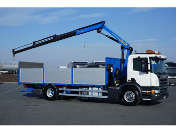 Camion platformă, Camion cu macara Scania P 250 / ACC / SKRZYNIOWY + HDS + WINDA / PALFINGER PK 12 002 - E: Foto 4