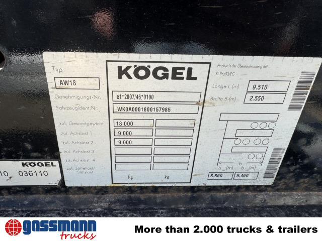 Kögel AW 18 - Remorcă transport containere/ Swap body: Foto 2 Kögel AW 18 - Remorcă transport containere/ Swap body: Foto 2