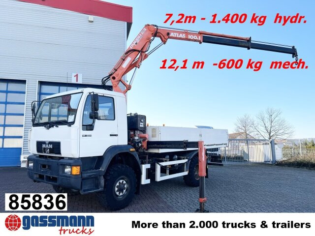MAN 14.224 LAC 4x4 BB mit Kran Atlas 100.1 - Camion platformă, Camion cu macara: Foto 1 MAN 14.224 LAC 4x4 BB mit Kran Atlas 100.1 - Camion platformă, Camion cu macara: Foto 1