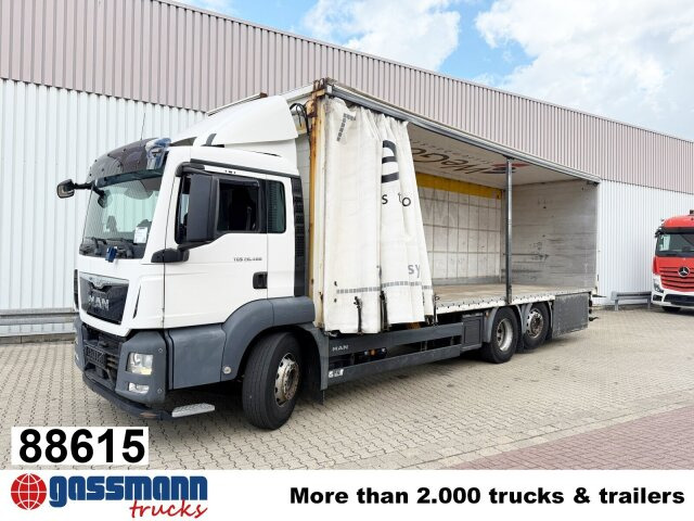MAN TGS 26.400 6x2-4 LL, Lenk-/Lift, Hubdach - Camion platformă, Camion cu macara: Foto 1 MAN TGS 26.400 6x2-4 LL, Lenk-/Lift, Hubdach - Camion platformă, Camion cu macara: Foto 1