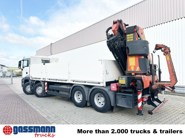 Camion platformă, Camion cu macara MAN TGS 35.440 8x4 BL, Navi, Heckkran Palfinger: Foto 13