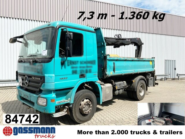 Mercedes-Benz Actros 1832 K 4x2 mit Heckkran Hiab XS 099ES-2 - Camion basculantă, Camion cu macara: Foto 1 Mercedes-Benz Actros 1832 K 4x2 mit Heckkran Hiab XS 099ES-2 - Camion basculantă, Camion cu macara: Foto 1