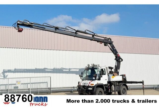 Unimog U400 4x4, Frontzapfwelle, Heckkran Hiab XS - Camion platformă, Camion cu macara: Foto 1 Unimog U400 4x4, Frontzapfwelle, Heckkran Hiab XS - Camion platformă, Camion cu macara: Foto 1