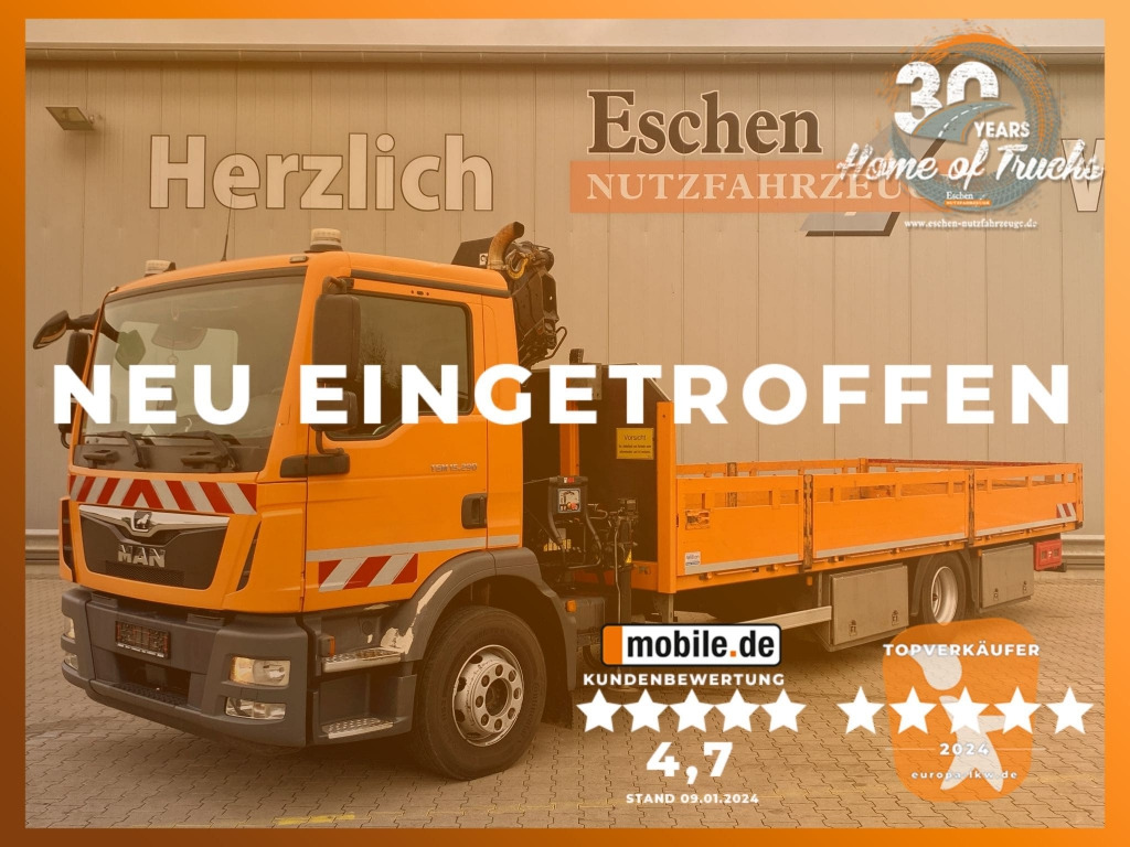 MAN TGM 15.290 4x2 BL / HIAB Faltkran - Camion platformă, Camion cu macara: Foto 1 MAN TGM 15.290 4x2 BL / HIAB Faltkran - Camion platformă, Camion cu macara: Foto 1