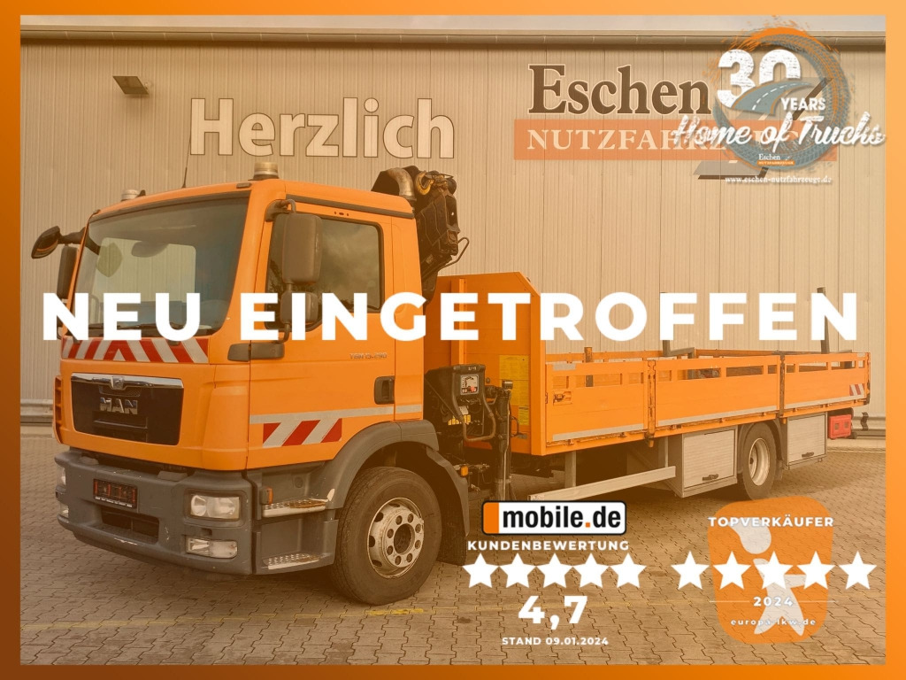 MAN TGM 15.290 4x2 BL / HIAB Faltkran - Camion platformă, Camion cu macara: Foto 1 MAN TGM 15.290 4x2 BL / HIAB Faltkran - Camion platformă, Camion cu macara: Foto 1