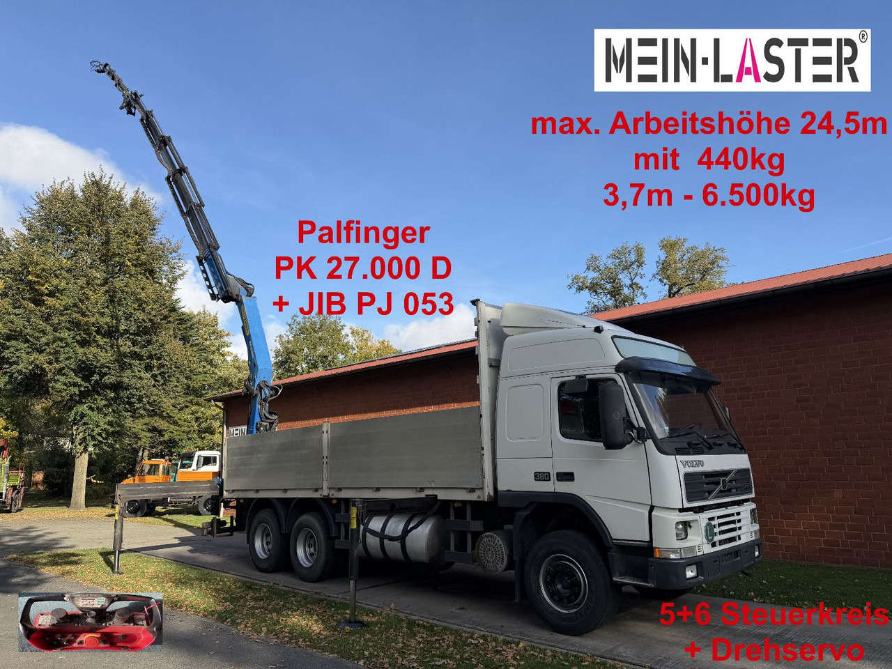 Volvo FM12 380 PK 27000D 24,5m 5+6 Deutscher LKW - Camion cu macara: Foto 1 Volvo FM12 380 PK 27000D 24,5m 5+6 Deutscher LKW - Camion cu macara: Foto 1
