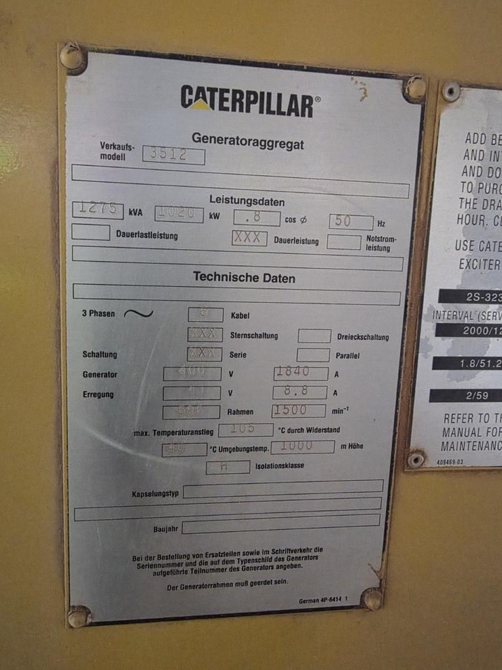 Caterpillar 1020 KW Stromagregat 1275 KVA - Generator electric: Foto 5 Caterpillar 1020 KW Stromagregat 1275 KVA - Generator electric: Foto 5