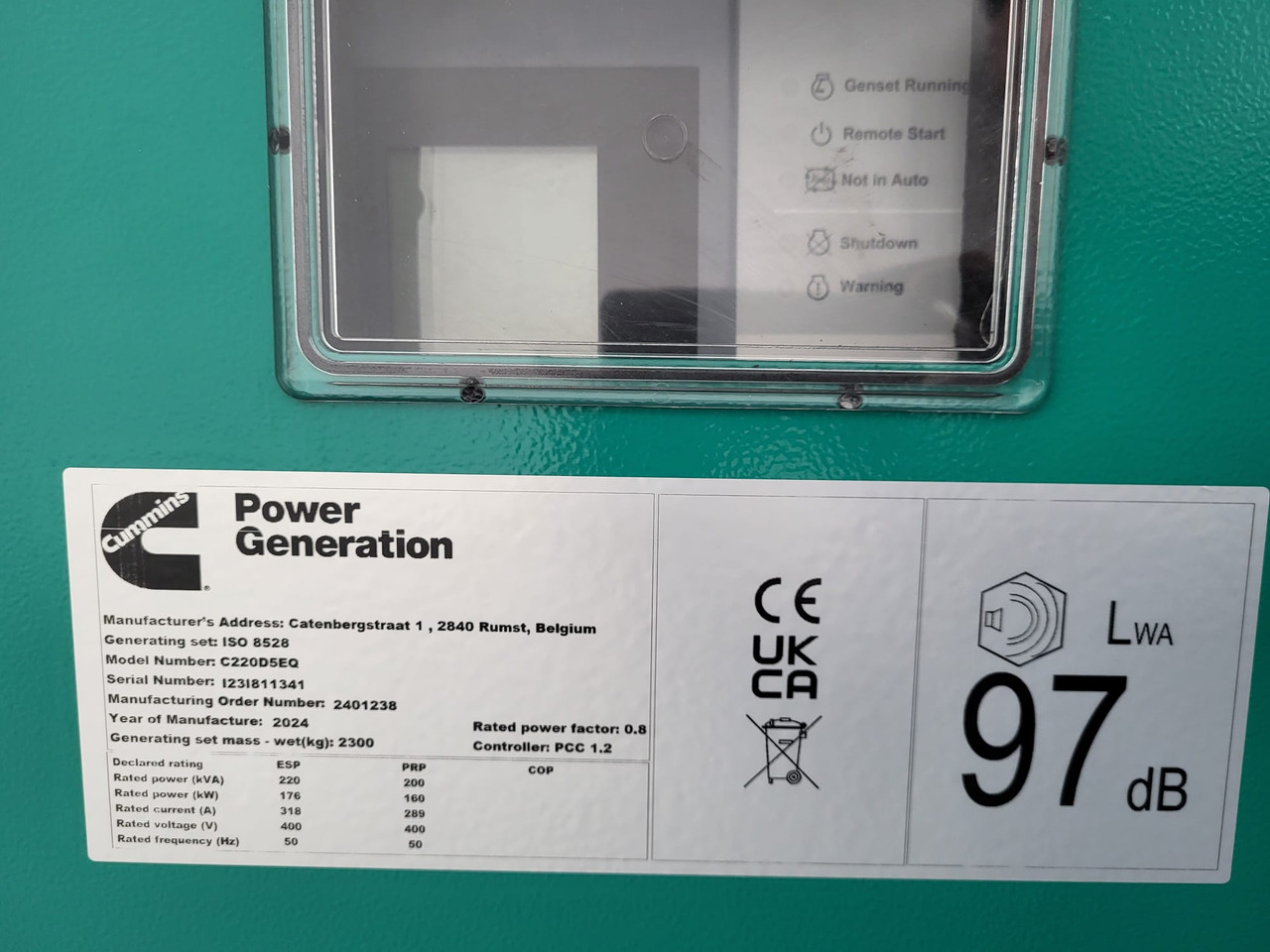 Generator electric nou Cummins C220D5EQ. 220KVA Generator. Brand new.: Foto 8