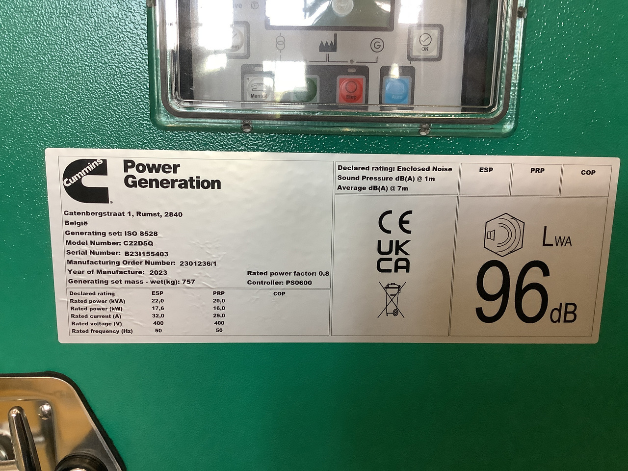 Cummins C22D5Q. 22KVA Generator. Brand new. - Generator electric: Foto 4 Cummins C22D5Q. 22KVA Generator. Brand new. - Generator electric: Foto 4
