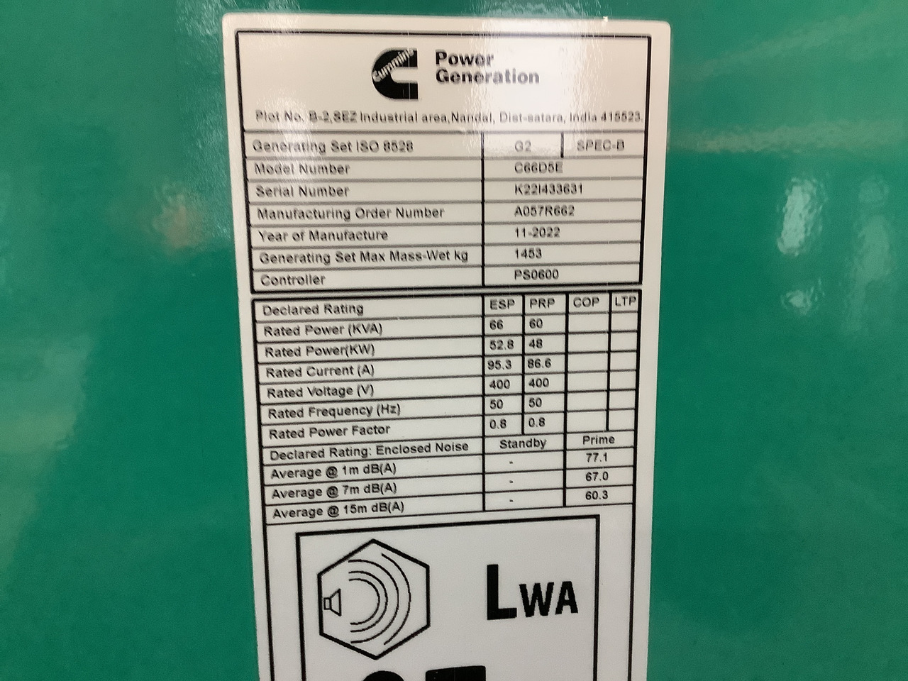 Cummins C66D5EQ. 66KVA Generator. Brand new. - Generator electric: Foto 4 Cummins C66D5EQ. 66KVA Generator. Brand new. - Generator electric: Foto 4
