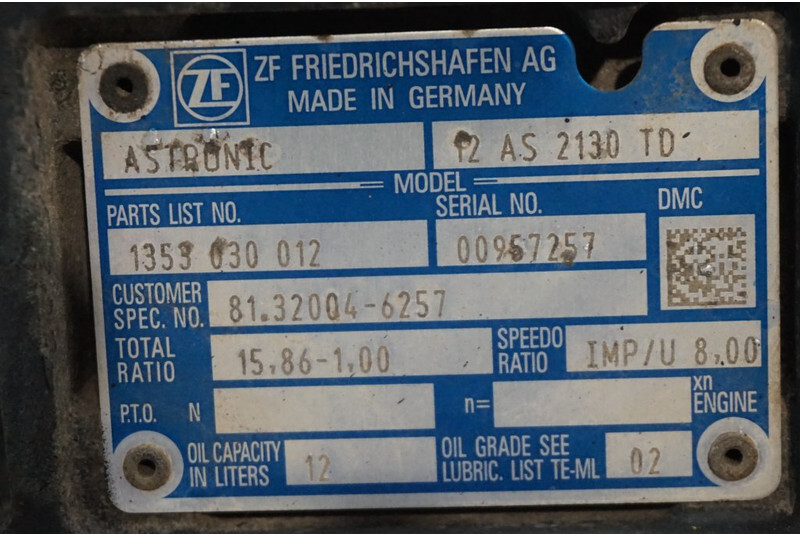 ZF 12AS2130DD TGS 81.32004-6257 - Cutie de viteze pentru Camion: Foto 5 ZF 12AS2130DD TGS 81.32004-6257 - Cutie de viteze pentru Camion: Foto 5
