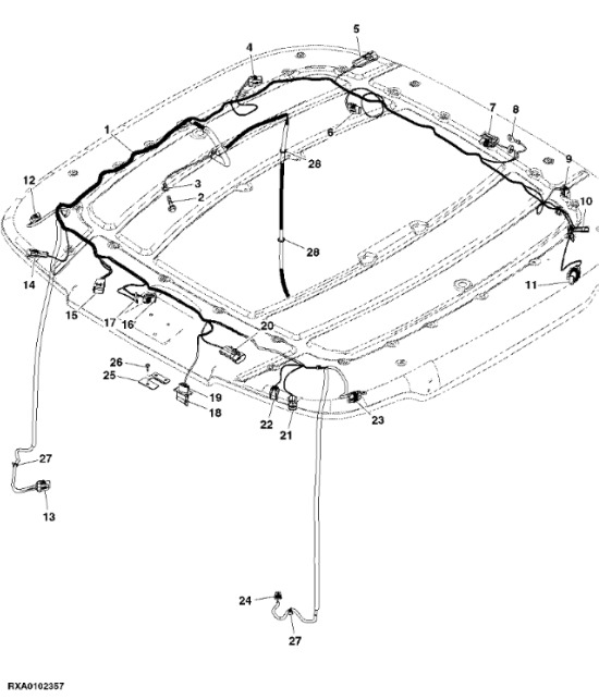 RE583698 John Deere 8345R - Wiązka przewodów dachu - Cablu/ Fire electric pentru Tractor agricol: Foto 1 RE583698 John Deere 8345R - Wiązka przewodów dachu - Cablu/ Fire electric pentru Tractor agricol: Foto 1