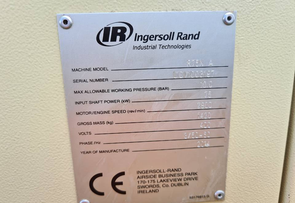 Compresor de aer Kompresor śrubowy INGERSOLL RAND NIRVANA R75N: Foto 7