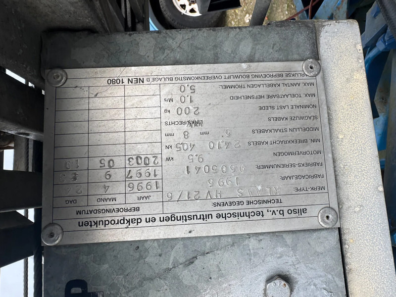 Klaas **LADDERLIFT-DAKWERKERSLIFT-VERHUISLIFT** - Remorcă: Foto 5 Klaas **LADDERLIFT-DAKWERKERSLIFT-VERHUISLIFT** - Remorcă: Foto 5