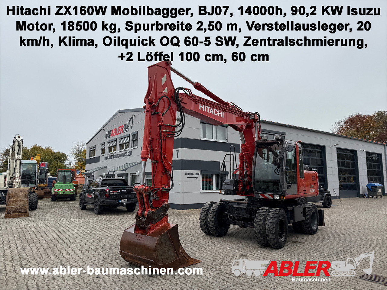 Hitachi ZX 160 W Mobilbagger Klima Zentralschmierung OQ 60-5 - Excavator pe roţi: Foto 1 Hitachi ZX 160 W Mobilbagger Klima Zentralschmierung OQ 60-5 - Excavator pe roţi: Foto 1