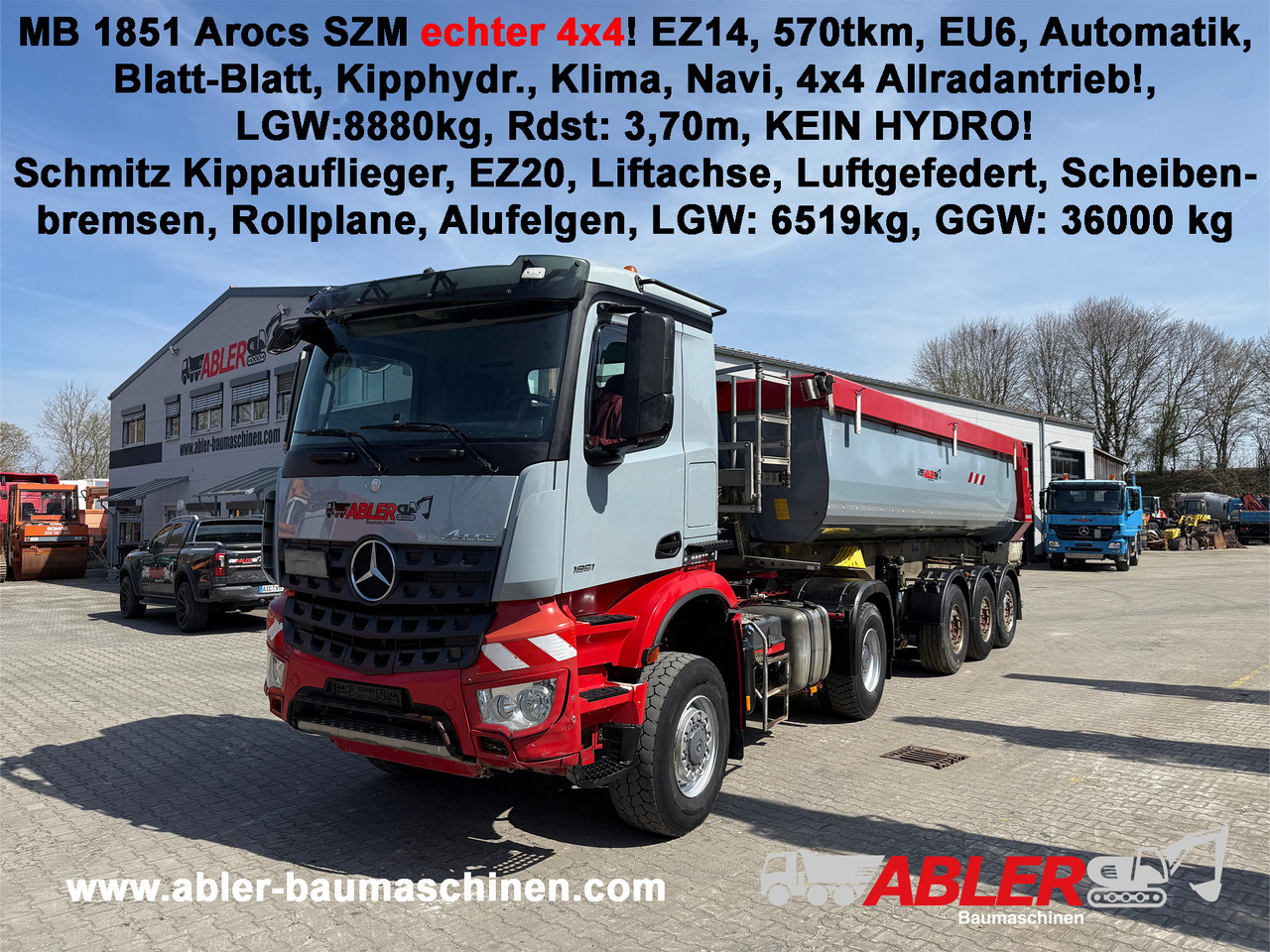 Mercedes-Benz 1851 Arocs ECHTER 4x4 mit Schmitz Kippauflieger - Camion basculantă: Foto 1 Mercedes-Benz 1851 Arocs ECHTER 4x4 mit Schmitz Kippauflieger - Camion basculantă: Foto 1