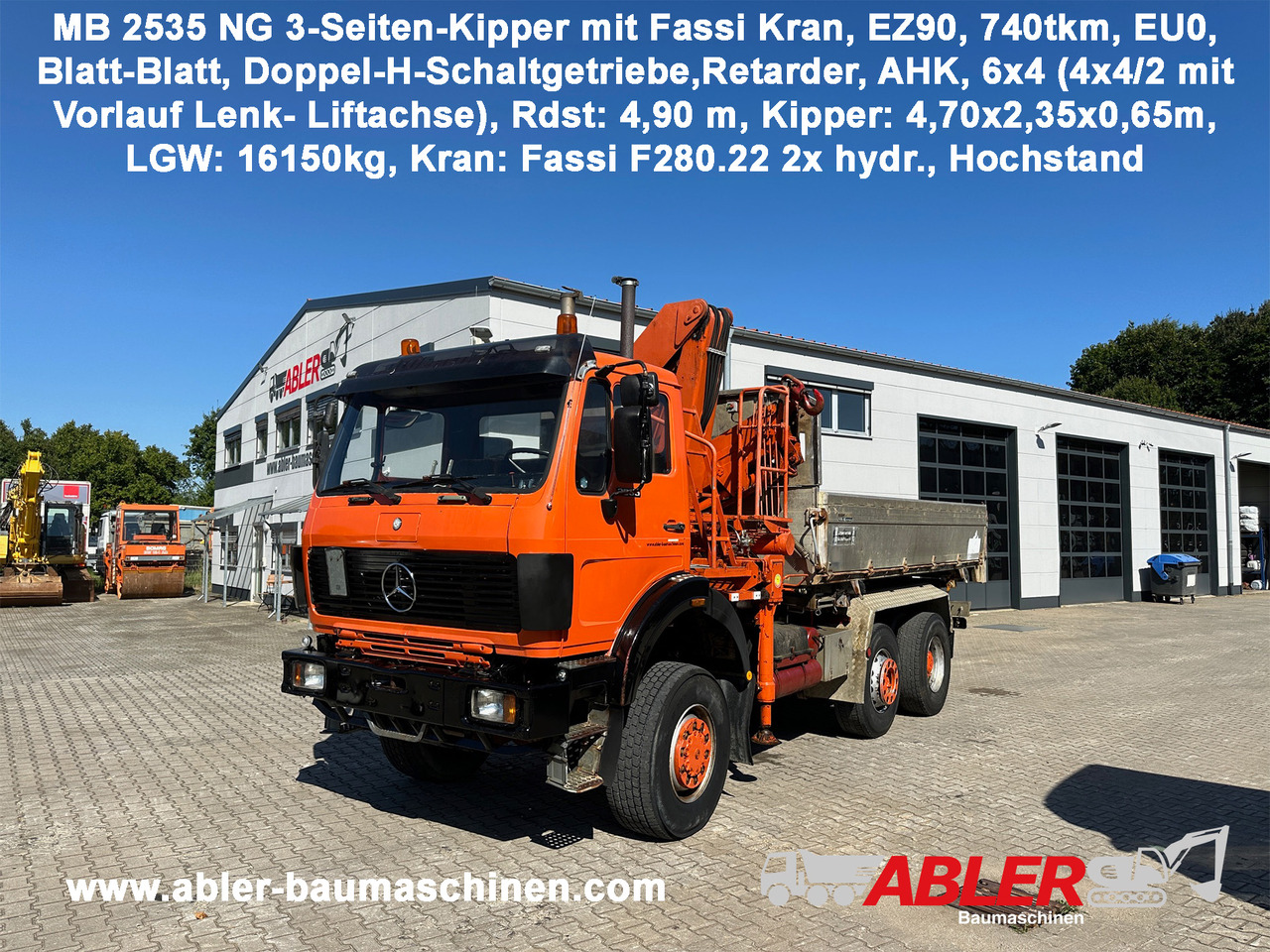 Mercedes-Benz 2535 NG 3-Seiten-Kipper mit Kran - Camion basculantă, Camion cu macara: Foto 1 Mercedes-Benz 2535 NG 3-Seiten-Kipper mit Kran - Camion basculantă, Camion cu macara: Foto 1