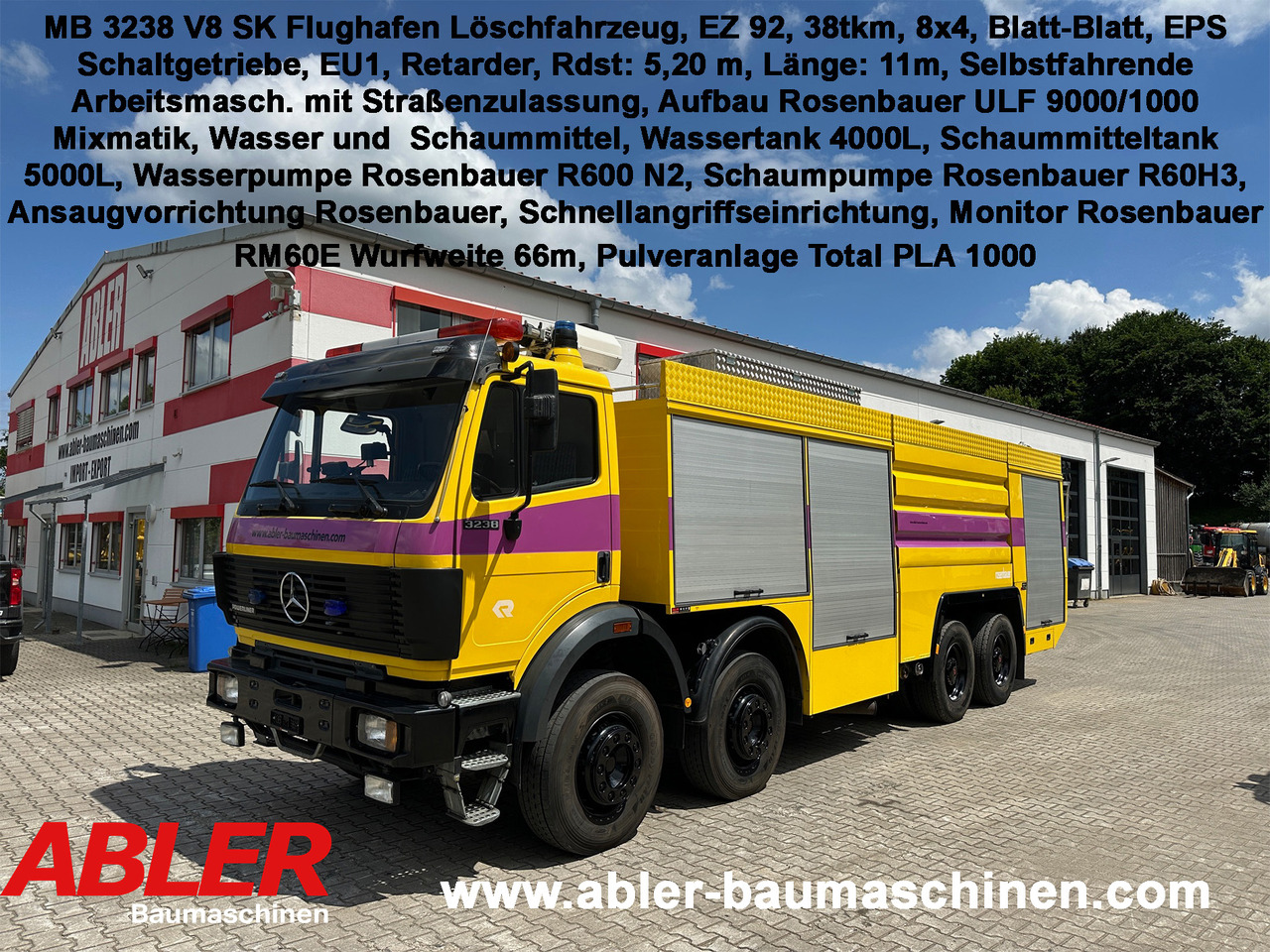 Mercedes-Benz 3238 SK Löschfahrzeug Rosenbauer Wasser + Schaum 66m Wurfweite - Autospeciala de stins incendii: Foto 1 Mercedes-Benz 3238 SK Löschfahrzeug Rosenbauer Wasser + Schaum 66m Wurfweite - Autospeciala de stins incendii: Foto 1
