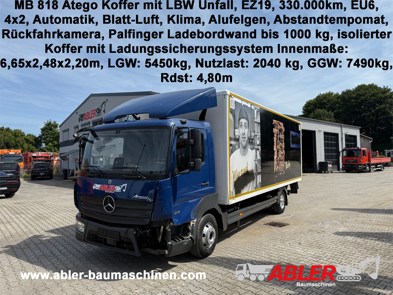 Mercedes-Benz 818 Atego Koffer LBW Palfinger ACC Unfall - Camion furgon: Foto 1 Mercedes-Benz 818 Atego Koffer LBW Palfinger ACC Unfall - Camion furgon: Foto 1