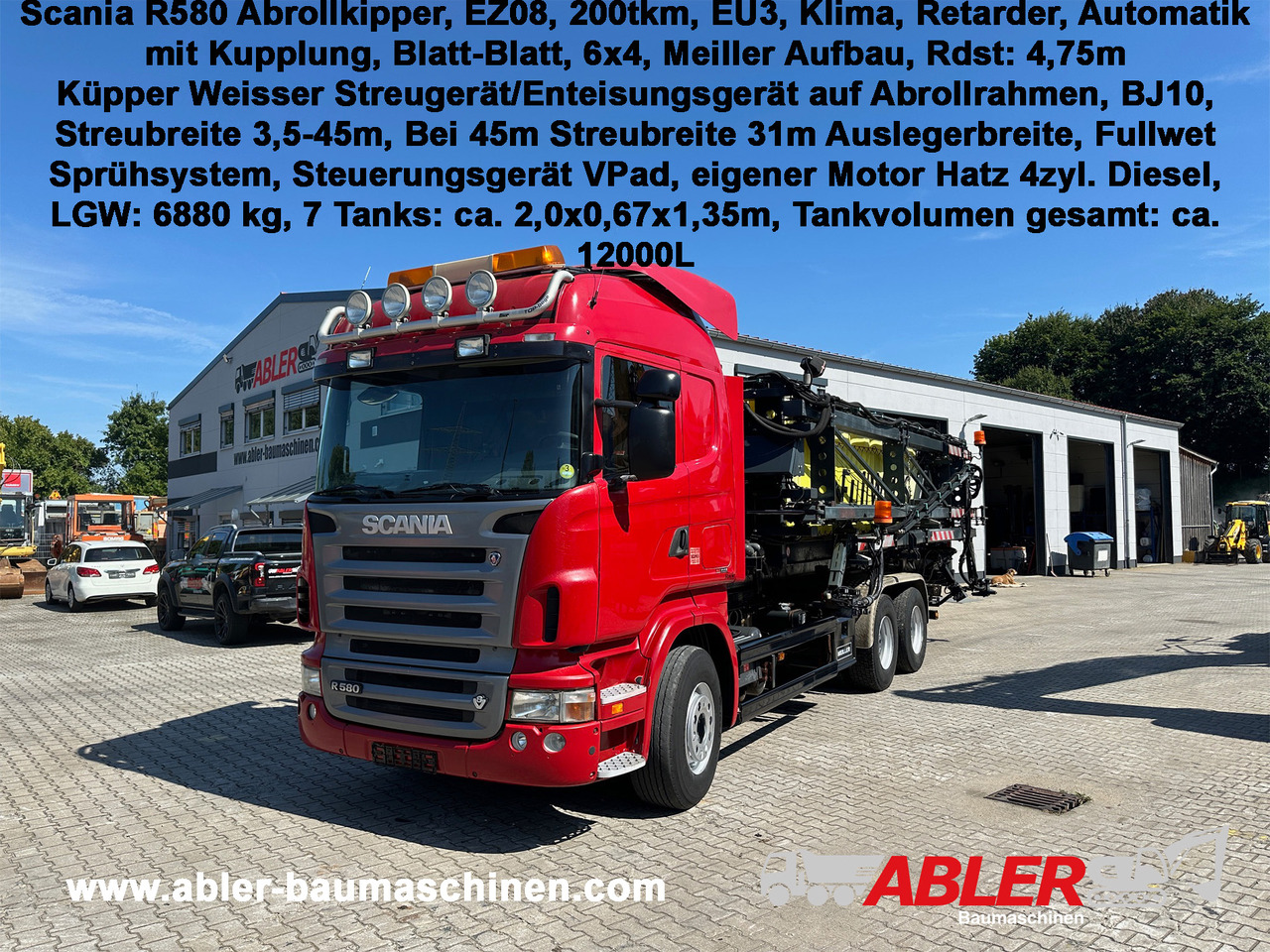 Scania R580 Abrollkipper V8 Mit Küpper Weisser Enteisungsgerät 45m - Camion cu cârlig: Foto 1 Scania R580 Abrollkipper V8 Mit Küpper Weisser Enteisungsgerät 45m - Camion cu cârlig: Foto 1